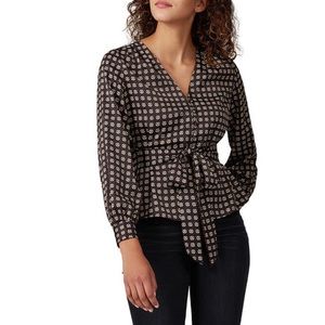 Sweet Baby Jane Geo Print Tie Blouse